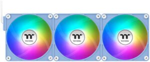 Thermaltake CT120 EX Reverse ARGB Sync PC Cooling Fan, 120mm Sizes, Reversed Blades, 2000 RPM Fan Speed, 65.82 CFM Fan Airflow, Hydraulic Bearing Type, Pack of 3, Hydrangea Blue