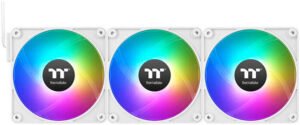 Thermaltake CT120 EX Reverse ARGB Sync PC Cooling Fan, 120mm Sizes, Reversed Blades, 2000 RPM Fan Speed, 65.82 CFM Fan Airflow, Hydraulic Bearing Type, Pack of 3, Snow