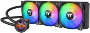 Thermaltake Floe Ultra 360 RGB AIO Liquid CPU Cooler, 2.1” TFT-LCD Display, 3200 RPM Motor Speed, 3x120mm Fans, 76.98 CFM Airflow, 4.56W Power, LGA 2066/2011,AMD AM5 AM4/AM3+Black