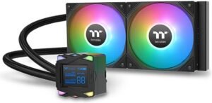 Thermaltake LA240-S ARGB Sync AIO Liquid CPU Cooler, 2.4" Segment LCD Display, 240mm Radiator, 2x 120mm aRGB Pre-Installed Fans, 2500 RPM Fan Speed, 79.3 CFM Fan Airflow, Black