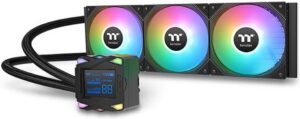Thermaltake LA360-S ARGB Sync AIO Liquid CPU Cooler, 2.4" Segment LCD Display, 360mm Radiator, 3x 120mm aRGB Pre-Installed Fans, 2500 RPM Fan Speed, 79.3 CFM Fan Airflow, Black