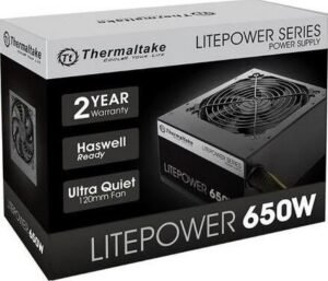 Thermaltake Litepower 650W Power Supply, Non Modular, ATX 2.3 & EPS, Active-PFC, PSU, 12cm, EU