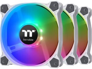 Thermaltake Pure 12 ARGB Sync Radiator Fan, TT Premium Edition, 120mm Hydraulic Bearing, 500 - 1500 RPM Fan Speed, 56.45 CFM Max Airflow, 3 Pack, White