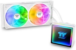 Thermaltake TH240 V3 ARGB Sync AIO Liquid Cooler, 240mm Radiator, Single Frame Fan, 2500 RPM Fan Speed, 85.29 CFM Fan Airflow, Infinity Mirror Effects, White
