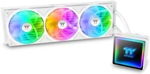 Thermaltake TH360 V3 ARGB Sync AIO Liquid Cooler, 360mm Radiator, Single Frame Fan, 2500 RPM Fan Speed, 85.29 CFM Fan Airflow, Infinity Mirror Effects, White