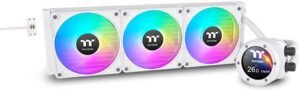 Thermaltake TH420 V2 Ultra EX ARGB Sync All-In-One Liquid Cooler, 3x CT140 EX aRGB Sync Fans, 2.1" TFT LCD Display, 1800 RPM Fan Speed, 90.3 CFM Airflow, Snow