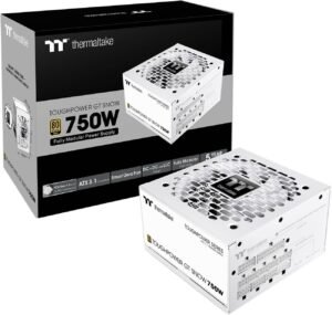 Thermaltake Toughpower GT 750W Fully Modular Power Supply, 80 PLUS Gold Efficiency, Active PFC, 120mm Hydraulic Bearing Fan, PCIe Gen 5.1 Ready, ATX 3.1 Ready, White