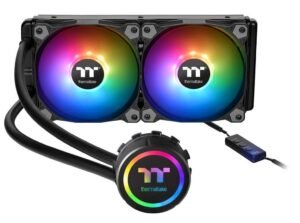 Thermaltake Water 3.0 ARGB Motherboard Sync Edition, Intel/AMD 240 All-in-One Liquid Cooling System, 2X 120mm High Efficiency Radiator CPU Cooler, Braided Tube