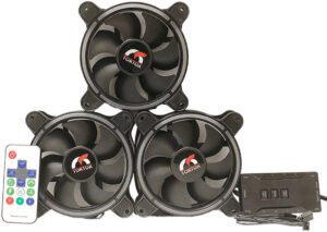 Tortox Spark 120mm Case Fans, Aura Supported, Combo Pack With Remote, 1300 RPM Speed, 23.5 dbA Noise, Hydraulic Bearing, 38CFM Airflow, 3 Pack