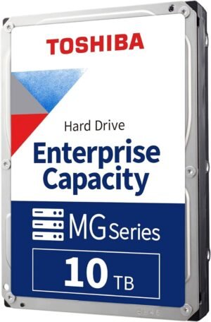 Toshiba MG10-D Series 10TB SATA 3.5" Enterprise HDD, 7200 RPM Speed, 512 MB Buffer Size, SATA 6Gb/s Interface, 5.74 W Power Consumption, 268 MiB/s Data Transfer Speed