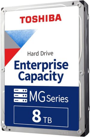 Toshiba MG10-D Series 8TB SATA 3.5" Enterprise HDD, 7200 RPM Speed, 512 MB Buffer Size, SATA 6Gb/s Interface, 5.74 W Power Consumption, 268 MiB/s Data Transfer Speed