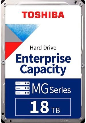 Toshiba MG9SCA Series 18TB SAS 3.5" Enterprise HDD, 7200 RPM Speed, 512 MB Buffer Size, SAS 12Gbit/s Interface, 4.49 W (Idle) Power Consumption, 268 MiB/s Data Transfer Speed