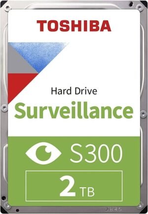 Toshiba S300 3.5" 2TB Surveillance SATA 6.0 Gbit/s Internal HDD, 184MB/s Typ. Data Transfer Speed, 5400 RPM Speed, 128MB Cache, 24/7 Operation, 180TB/Year Workload
