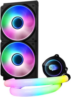 WJCoolMan Neon Mirror Cooler RGB CPU Cooler, 280mm Radiator, 2x Cooling Fan, 2000 RPM Max Speed, Pure Copper Base Fin, High Efficiency Water Pump, Black