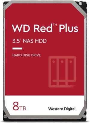 Western Digital 8TB Western Digital Red Plus 3.5" SATA 6 Gb/s NAS Internal Hard Drive, 5640 RPM Speed, 256 MB Cache, Up to 215MB/s Transfer Rate, CMR, 1M hours MTBF
