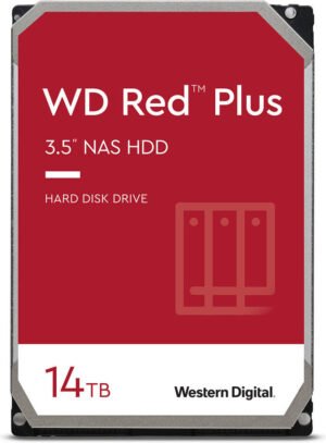 Western Digital Red Plus 14TB SATA 6 Gb/s NAS Internal Hard Drive, 3.5" Form Factor, 512MB Cache Size, 7200 RPM Speed, Up to 210 MB/s Transfer Rate, NASware Firmware for Compatibility