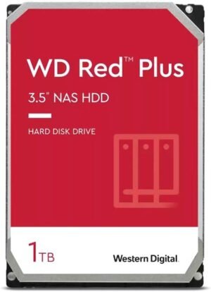 Western Digital Red Plus 1TB SATA 6 Gb/s 3.5" NAS Internal Hard Drive, 64 MB Cache Size, 5400 RPM Speed, SATA 6 Gb/s Interface, CMR Recording , 3.5" Form Factor