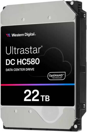 Western Digital Ultrastar DC HC580 Data Center Internal HDD, 22TB Capacity, 3.5" Form Factor, SATA Interface, Up to 291 MB/s Transfer Rate, 7200 RPM, 512MB Cache Size