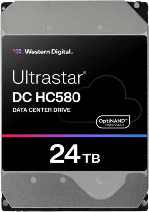 Western Digital Ultrastar DC HC580 Data Center Internal HDD, 24TB Capacity, 3.5" Form Factor, SATA Interface, Up to 298 MB/s Transfer Rate, 7200 RPM, 512MB Cache Size, 550 TBW