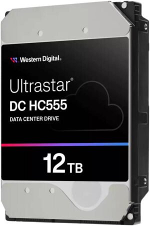 Western Digital Ultrastar HC555 Data Center HDD Storage, 3.5" Form Factor, 12TB SAS Interface, SE Security, Up to 269 MB/s Transfer Rate, 512MB Cache Size, EAMR Recording Technology