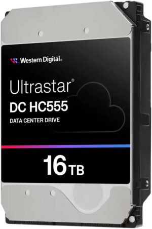 Western Digital Ultrastar HC555 Data Center HDD Storage, 3.5" Form Factor, 16TB SATA Interface, SE Security, Up to 269 MB/s Transfer Rate, 512MB Cache Size, EAMR Recording