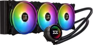 XIGMATEK Aurora 360 (AIO Liquid Cooler, Aura Illuminated Pump Head, 3x120mm AT120 Rainbow Fan, Reinforced Metal Backplate)