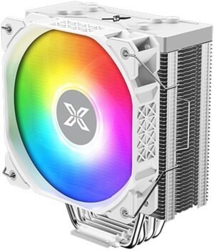 Xigmatek Air-Killer S Arctic CPU Cooler, 1800RPM Fan Speed, 82.2CFM Airflow, 25.3 dBA Fan Noise Level, X22C Rainbow LED Fan, 4-Pin (PWM) Fan Connector, White