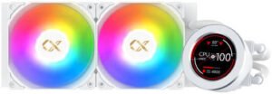 Xigmatek Frozr-O II Arctic 240 Liquid CPU Coolers, 240mm Radiator, 2x 120mm aRGB Pre-Installed Fans, 1800 RPM Fan Speed, 82.2 CFM Fan AirFlow, Hydro Bearing Type, White