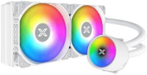 Xigmatek Liquid Killer X 240 Arctic AIO Liquid CPU Cooler, 240mm Radiator, 2x 120mm aRGB Pre-Installed Fans, 1800 RPM Fan Speed, 82.2 CFM Fan Airflow, Hydro Bearing Type, White