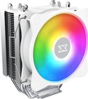 Xigmatek Windpower 964 RGB Arctic Fan Cooler, 92mm RGB PWM Fan, Single Rainbow LED Mode, Reinforced Plastic Backplate, White
