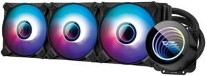 darkFlash Twister DXV2 360 Liquid CPU Cooler, 120mm PWM Fans, 800~1800 rpm Fan Speed, 2700 Rpm Pump, 12V Power, Double Pipe Water Block, Supports ARGB Light Sync, Black