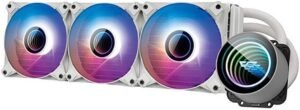 darkFlash Twister DXV2 360 Liquid CPU Cooler, 120mm PWM Fans, 800~1800 rpm Fan Speed, 2700 Rpm Pump, 12V Power, Double Pipe Water Block, Supports ARGB Light Sync, White