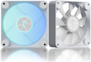 APNX FP1-RQ 120 PWM ARGB Reverse Case Fan, 1200 RPM Fan Speed, 48.5 CFM Fan Airflow, 31.6 dBA Fan Noise Level, Hydraulic Bearing Type, White