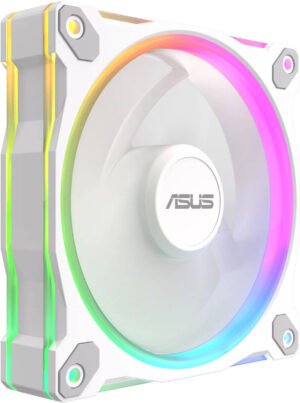 ASUS Prime MR120 aRGB Reverse Fan, 1600 RPM Fan Speed, 58 CFM Fan Airflow, Reversed Blade, Dual-Sided Lighting, Sleeve Bearing, Single Pack, White