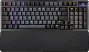 ASUS ROG Azoth 96 HE Gaming Keyboard, ROG HFX V2 Magnetic Switch, Tri-Mode Connectivity, ROG Hall Effect Technology, Up to 3.5mm Actuation Point, English-Arabic Layout, Black