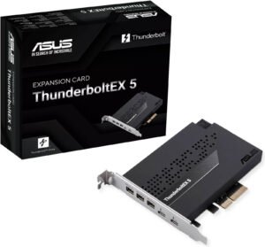 ASUS ThunderboltEX 5 Expansion Card, 2 x USB Type-C Ports, Up to 120Gbps Bandwidth, 3x Mini DisplayPort IN Ports, 130W Flexible FastCharge, PCIe 4.0 x4 interface, Black