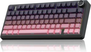AULA F75 Pro Wireless Mechanical Keyboard, 75% Hot Swappable Custom Keyboard,RGB Backlit, Pre-lubed Reaper Switches, Side Printed PBT Keycaps, Pink&Black