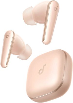 Anker Soundcore Liberty 5 Earbuds, 9.2mm Wool-Paper Diaphragm Drivers, Adaptive ANC 3.0, 6 Mics with Al, Dolby Audio, HearID 4.0, Bluetooth 5.4, IP55 Water and Dust-Resistant, Pink