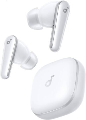 Anker Soundcore Liberty 5 Earbuds, 9.2mm Wool-Paper Diaphragm Drivers, Adaptive ANC 3.0, 6 Mics with Al, Dolby Audio, HearID 4.0, Bluetooth 5.4, IP55 Water and Dust-Resistant, White