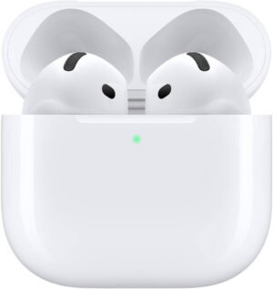 Apple Airpods 4, with Active Noise Cancellation, Adaptive Audio, Transparency Mode, Voice Isolation, Vent System for Pressure Equalization, Conversation Awareness, White