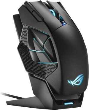 Asus ROG Spatha X Wireless Gaming Mouse, With Dual Mode Connectivity, Wired / 2.4 GHz, 12 Buttons, 19000 DPI Sensor, Exclusive Push-Fit Switch Sockets, Aura Sync RGB Lighting