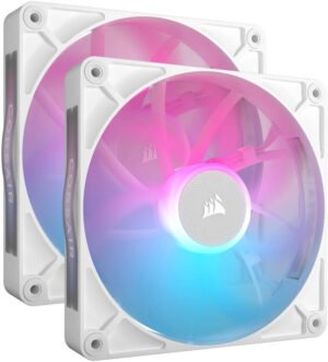 CORSAIR iCUE Link RX140 RGB 140mm PWM Fans with iCUE Link System Hub, 17.9 - 94.7 CFM Airflow, 1700 RPM Speed, Magnetic Dome Bearing, Dual Pack, White