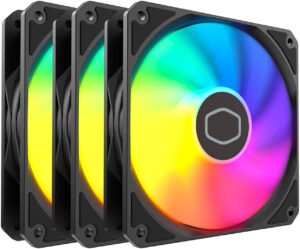 Cooler Master MasterFan MF 120 Lite Series Case Fan, 1750 RPM Fan Speed, 70.5 CFM Fan Airflow, Sleeve Bearing Fan Bearing, Pack of 3, Black