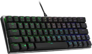 Cooler Master SK620 60% Wired Mechanical Gaming Keyboard, Red Switches, RGB Lighting, 1000Hz Polling Rate, On-The-Fly System, English Layout, 1.8m Cable Length, Gunmetal Black