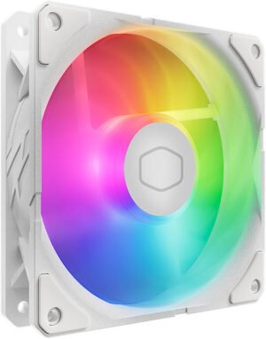 Cooler Master SickleFlow Edge 120 ARGB Case Fan, 2500 RPM Fan Speed, 70.7 CFM Fan Airflow, Loop Dynamic Bearing Type, A1 Mini LED Controller, Single Pack, White