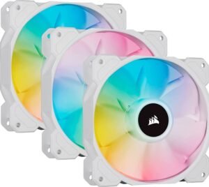 Corsair iCUE SP120 Triple Fan, RGB Elite Performance, 120mm White PWM, Kit with iCUE Lighting Node