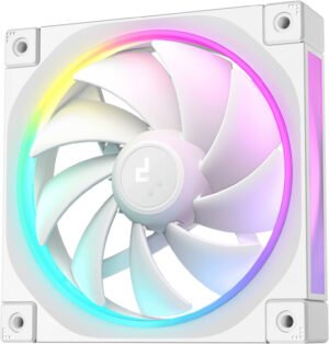 DeepCool FL12 120mm Case Fans, 2150 RPM Fan Speed, 55 CFM Fan Airflow, Fluid Dynamic Bearing Type, 4-Pin PWM Fan Connector, Addressable RGB LED, Single Pack, White