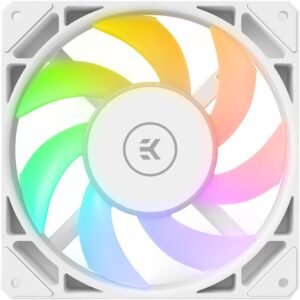 EK-Loop Fan FPT 120 D-RGB Fan, Fluid Dynamic Bearing, PWM & D-RGB Single Cable, EK-OmniLink Ecosystem, 550-2300 RPM Fan Speeds, 77.00 CFM Max Air Flow, White