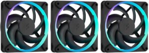 Fractal Design Momentum 12 RGB Fan, 120mm PWM Fan, 2200RPM Fan Speed, 62.44 CFM Airflow, ARGB Gen 2 Lighting, 28.03 dBA Noise Level, 3-Pack, Black