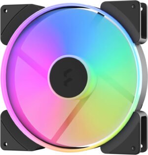 Fractal Design Prisma AL-18 PWM Computer Case Fan, 180mm, Addressable RGB LED Bearing, High-grade LLS Bearing, 1200 RPM Speed, 146.8 CFM Max Airflow, 7 Blades, Black